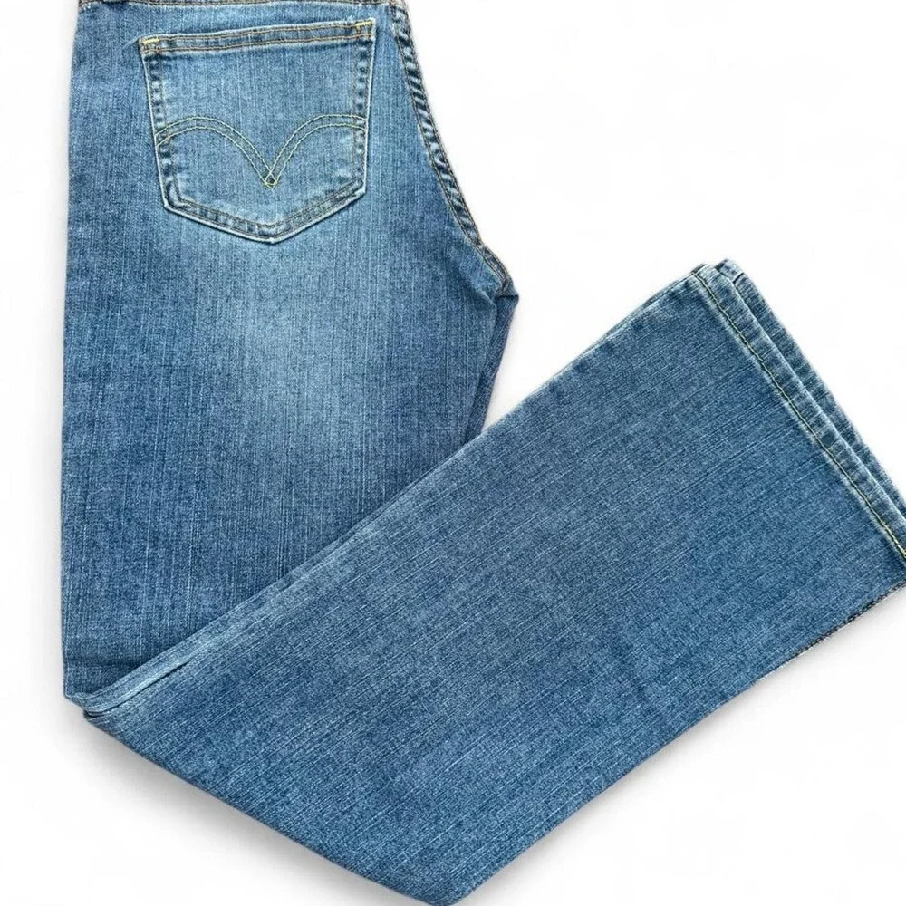 vintage levis 501 boot cut blue cotton spandex jeans women's size 5 western